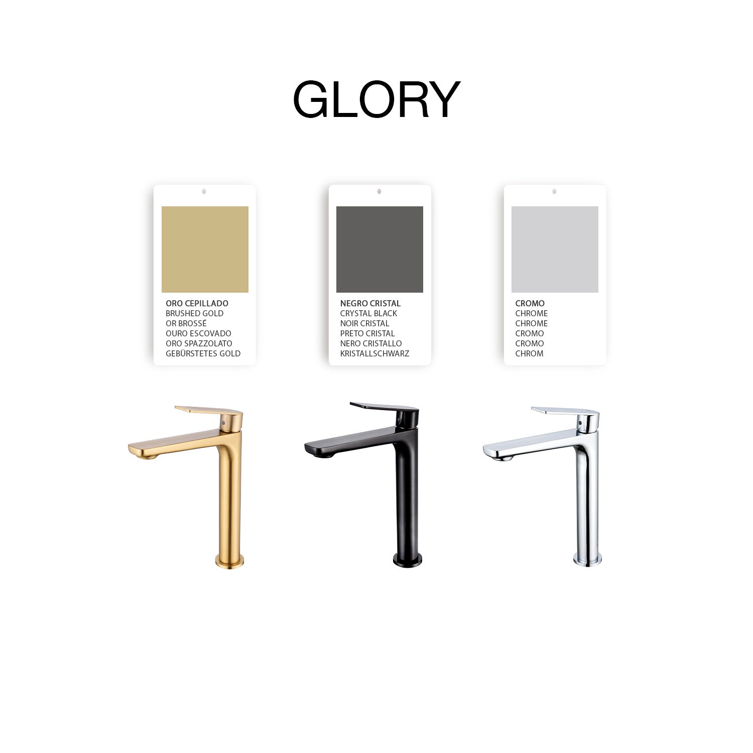 Grifo de lavabo Glory caño alto