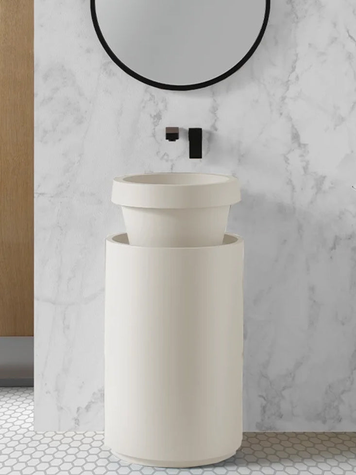 Panneau moyen avec meuble cylindrique Ivoire