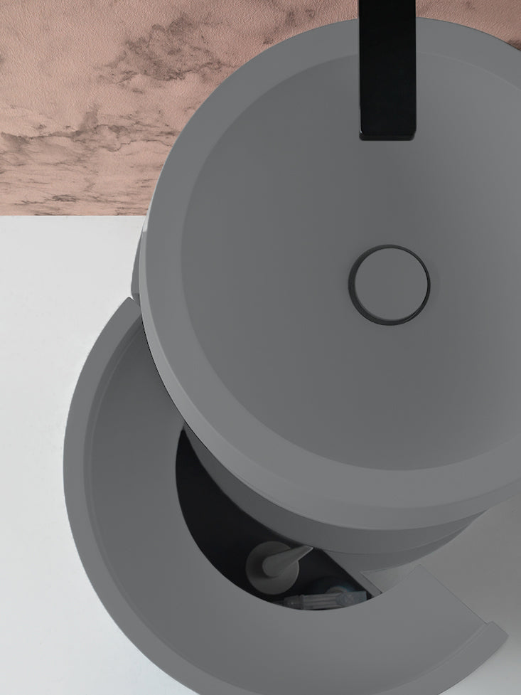 Panneau moyen avec meuble cylindrique Concret