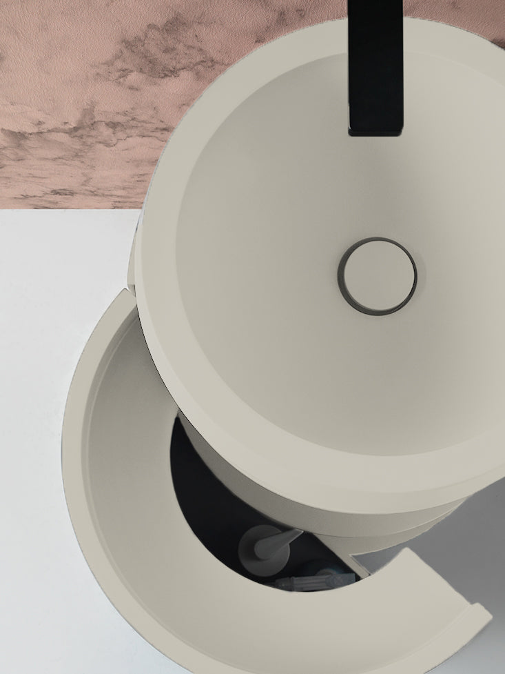 Panneau moyen avec meuble cylindrique Ivoire