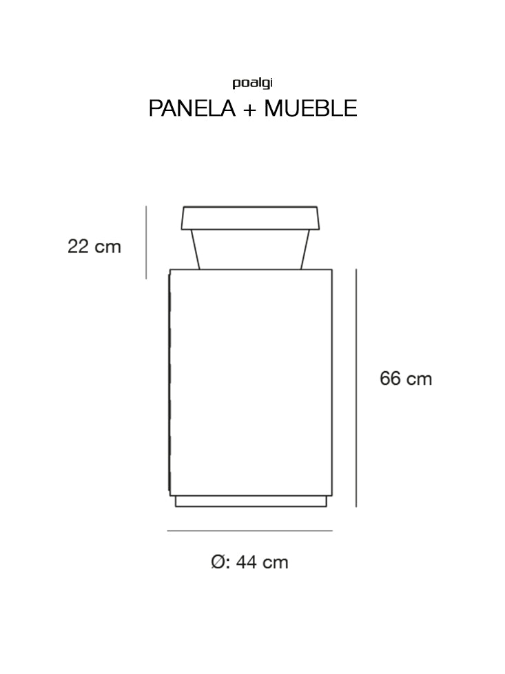 Panneau moyen avec meuble cylindrique Concret