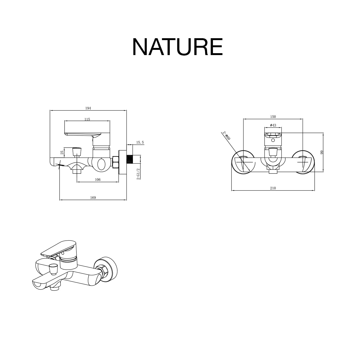 Mitigeur de baignoire Nature
