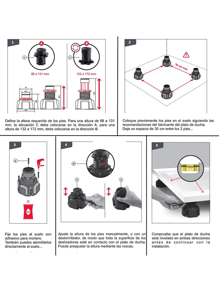 Pieds pour receveur de douche Wirquin