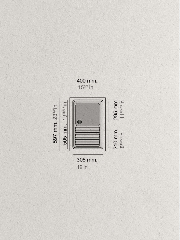 Fregadero 1 seno de resina rectangular POALGI Palma blanco 48.5 x