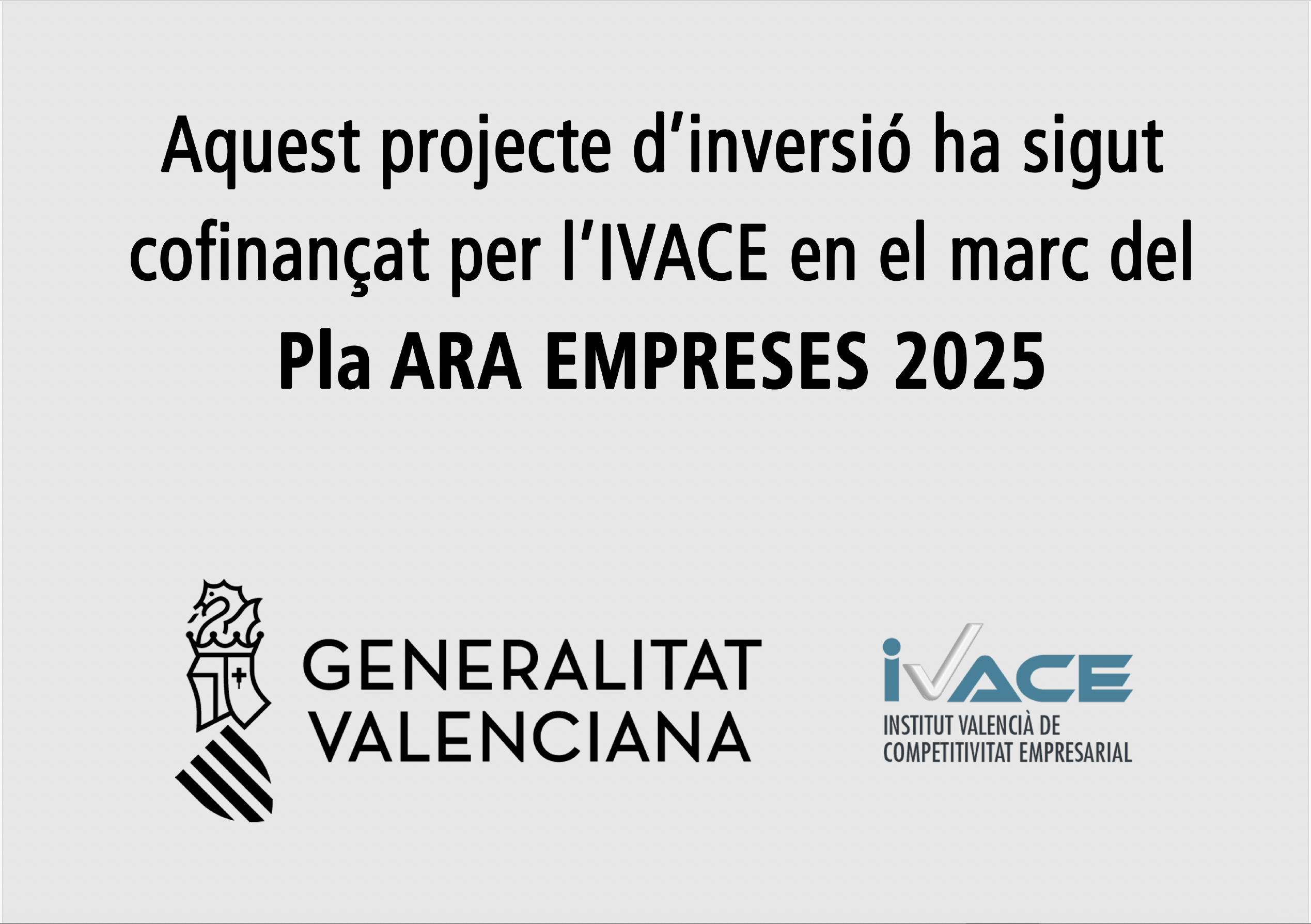 Subvención recibida por el Pla ARA EMPRESES 2025
