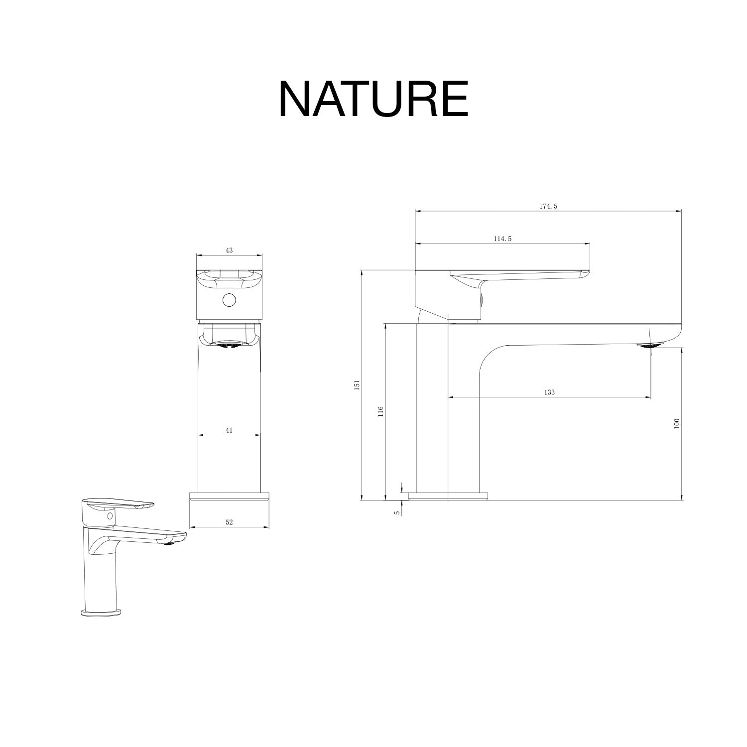 Mitigeur de lavabo Nature