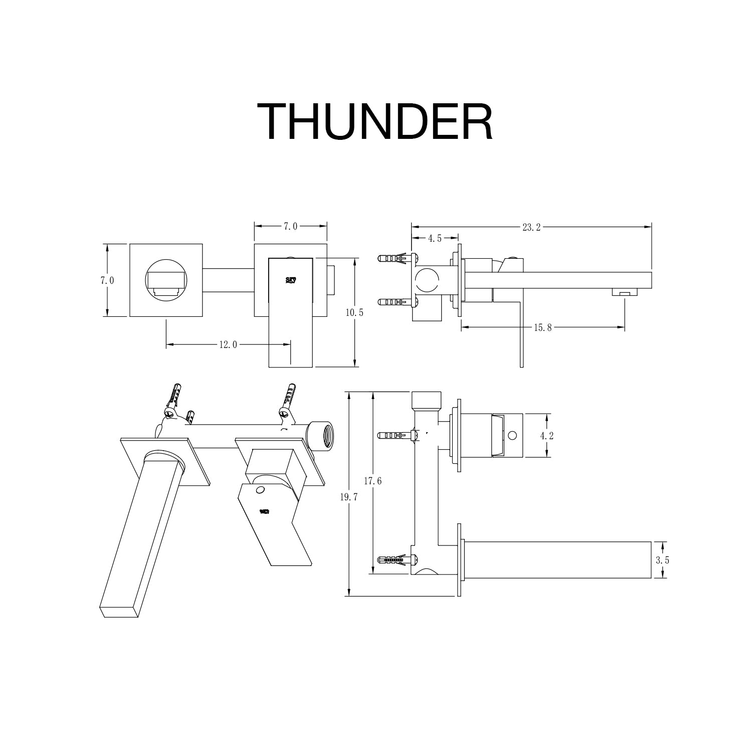 Grifo de lavabo empotrado Thunder