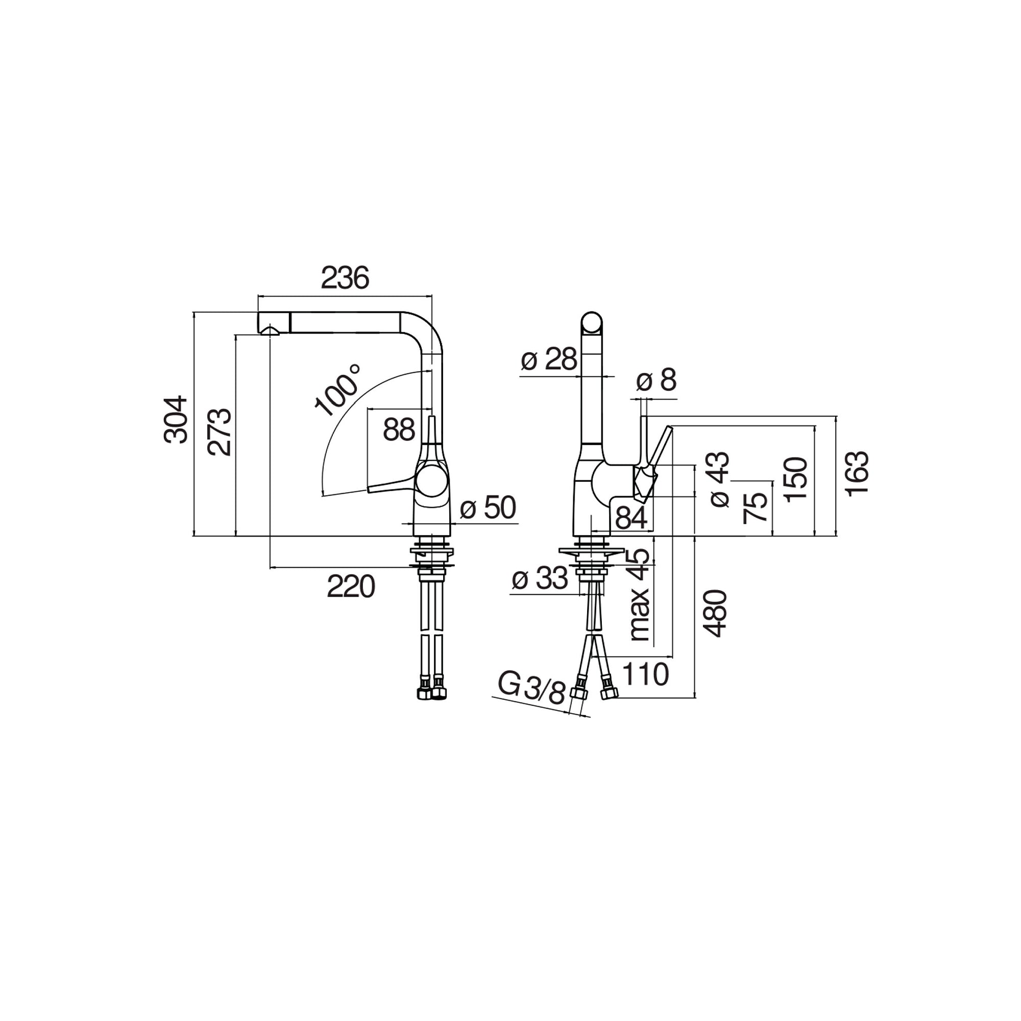 NOBILI Perpendicular Kitchen Faucet